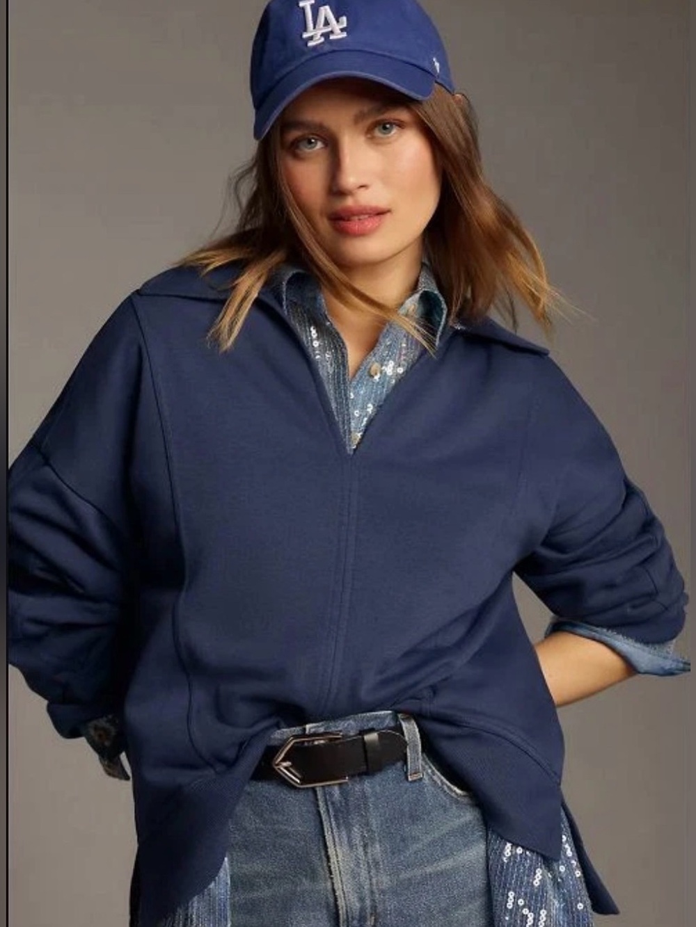 Anthropology Pilcro Johnny Collar Pullover